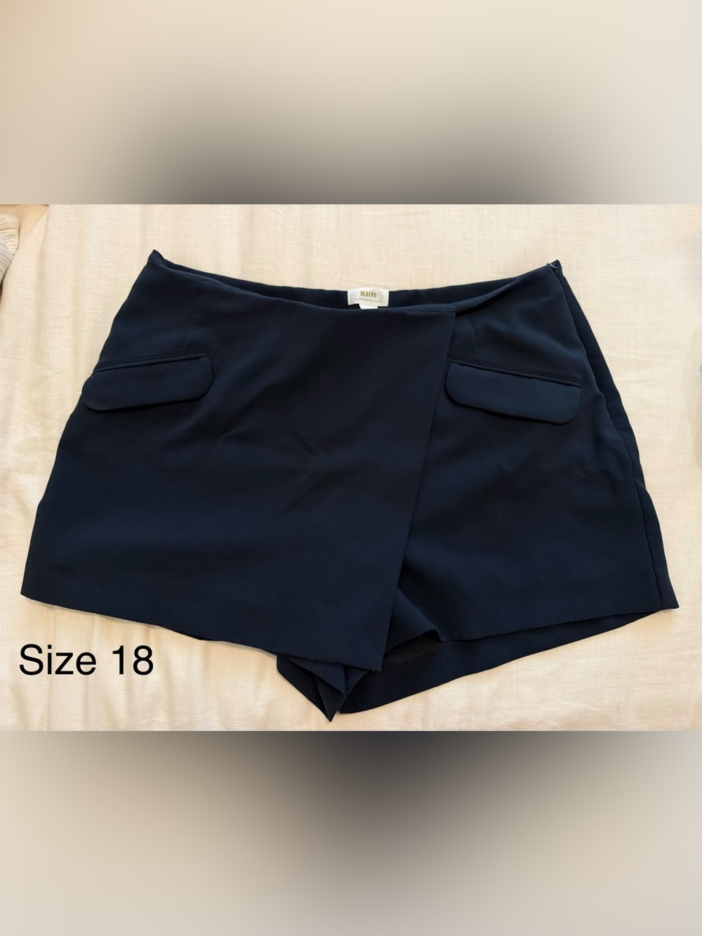 Anthropologie Maeve Navy Wrap-Front Skort - size 18